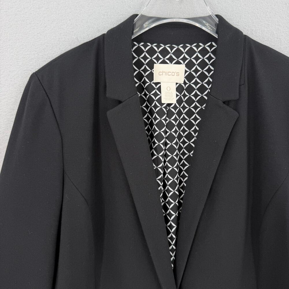 Chico’s Sz 0 Black Professional Workwear Layering Minimal Longline Blazer Jacket - Picture 11 of 15